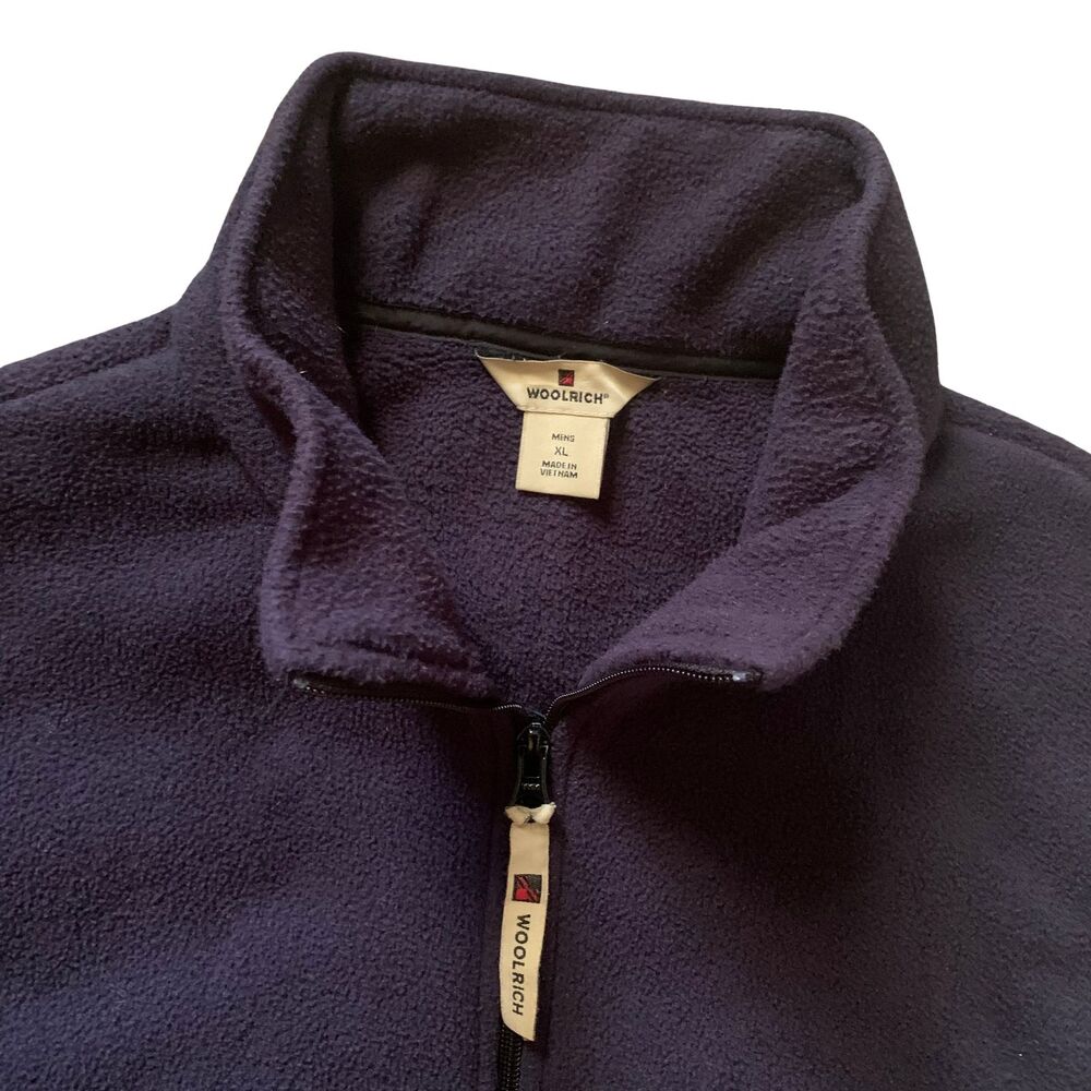 Woolrich Full Zip Fleece Vest Mens Size XL Navy Blue Hunter Sleeveless Outdoors